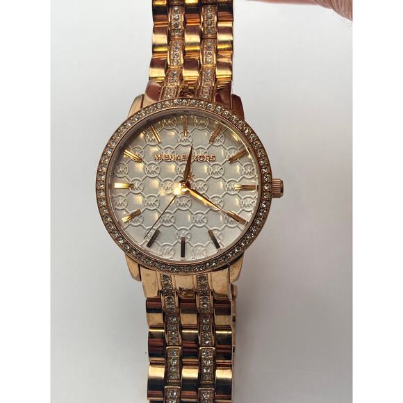 Michael Kors MK-3193 Rose Gold logo Womens Watch 35mm - New Battery - WR 5 ATM - Picture 6 of 10